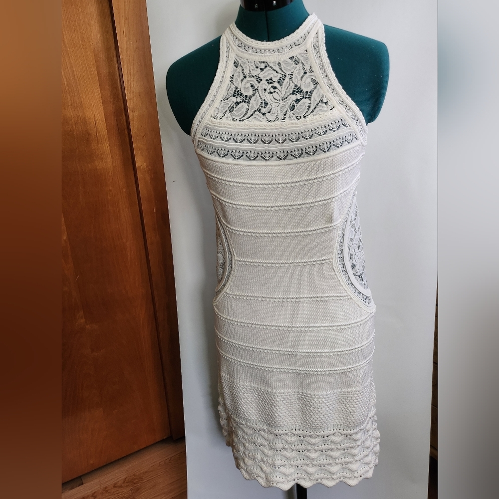 Like New Venus Women’s Crochet Halter Dress in Cream